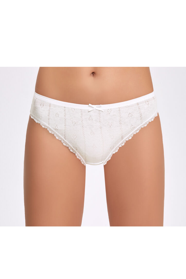 %100 Pamuk Renkli Kalp Desenli (Jakarlı) Dantelli Bikini - 2
