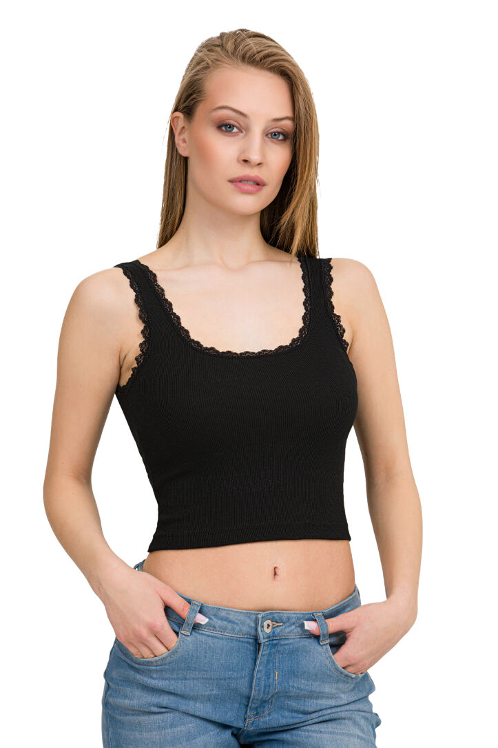 Elastan Kaşkorse Dantelli Crop - 5