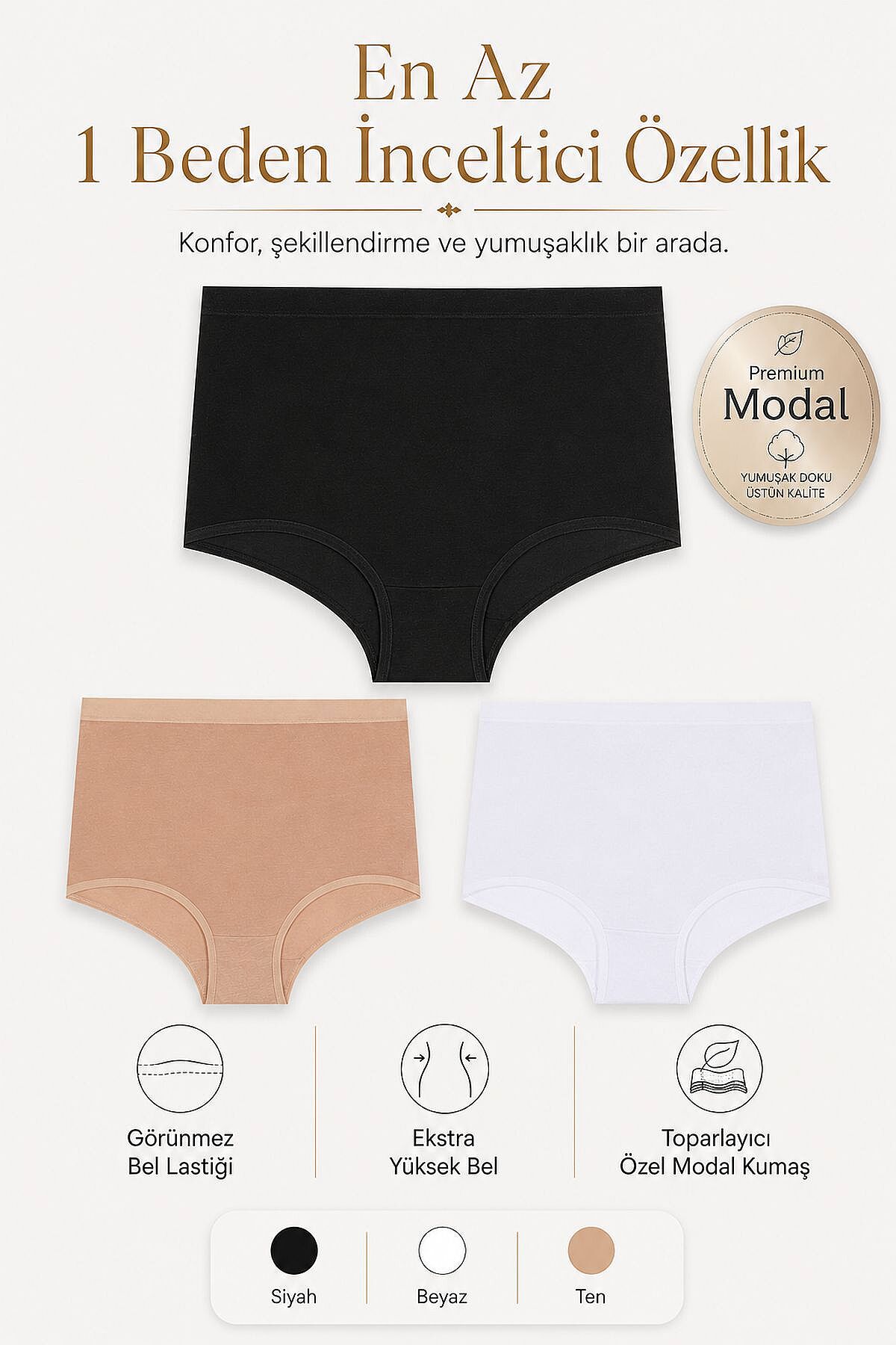 MODAL TOPARLAYICI YÜKSEL BEL KÜLOT - 1